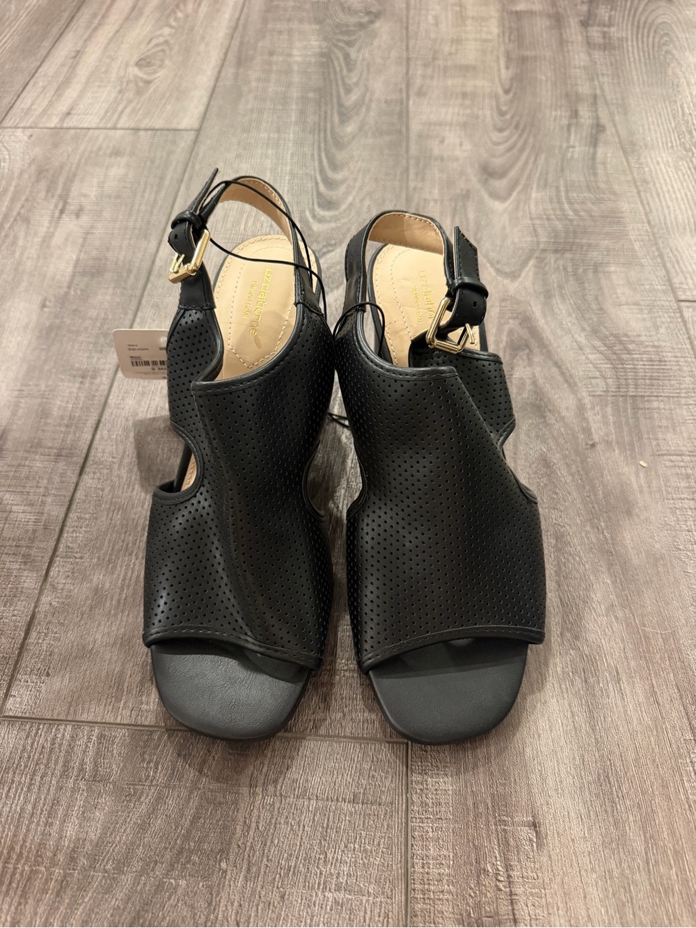 Liz Claiborne Black Perforated Slingback Heels